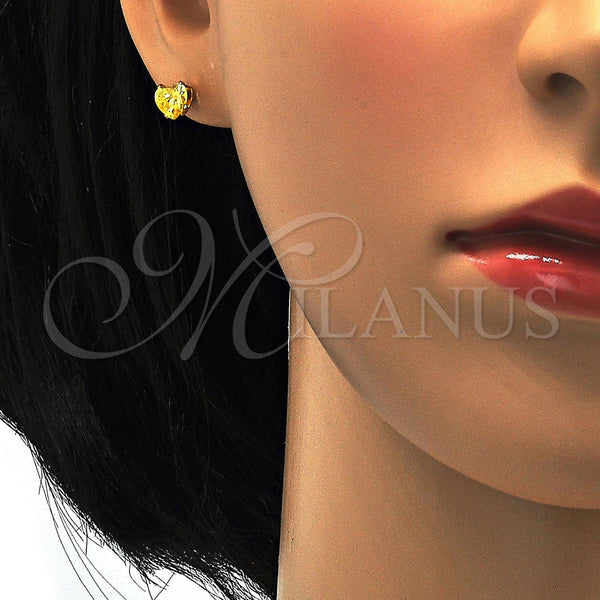 Stainless Steel Ring — Stud Earring Heart Design with Peridot Cubic Zirconia — alternate product view — SKU 113328 | Acero Inoxidable anillo — Stud Earring corazón diseño with Peridot Cubic Zirconia — SKU 113328