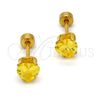 Stainless Steel Stud Earring, Heart Design, with Peridot Cubic Zirconia, Polished, Golden Finish, 02.271.0009.5