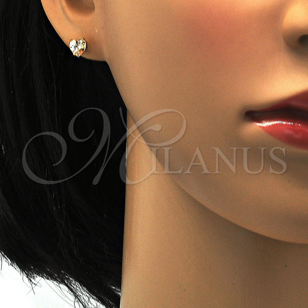 Stainless Steel Ring — Stud Earring Heart Design with Champagne Cubic Zirconia — alternate product view — SKU 113329 | Acero Inoxidable anillo — Stud Earring corazón diseño with Champagne Cubic Zirconia — SKU 113329