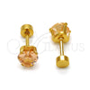 Stainless Steel Stud Earring, Heart Design, with Champagne Cubic Zirconia, Polished, Golden Finish, 02.271.0009.6