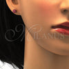 Stainless Steel Stud Earring, Ball Design, with Ruby Crystal, Polished, Golden Finish, 02.271.0010.1