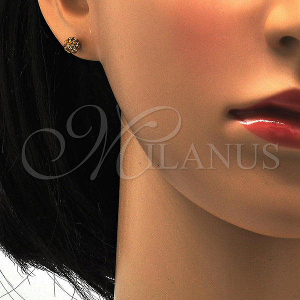 Stainless Steel Ring — Stud Earring Ball Design with Coffee Crystal Polished — alternate product view — SKU 113345 | Acero Inoxidable anillo — Stud Earring Ball diseño with Coffee cristal pulido — SKU 113345