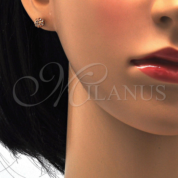 Stainless Steel Ring — Stud Earring Ball Design with Dark Champagne Crystal — alternate product view — SKU 113346 | Acero Inoxidable anillo — Stud Earring Ball diseño with Dark Champagne cristal — SKU 113346