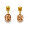 Stainless Steel Stud Earring, Ball Design, with Dark Champagne Crystal, Polished, Golden Finish, 02.271.0010.11