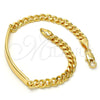 Oro Laminado ID Bracelet, Gold Filled Style Miami Cuban Design, Polished, Golden Finish, 5.227.011.1.08 (05 MM Thickness, 8 Inches Length)