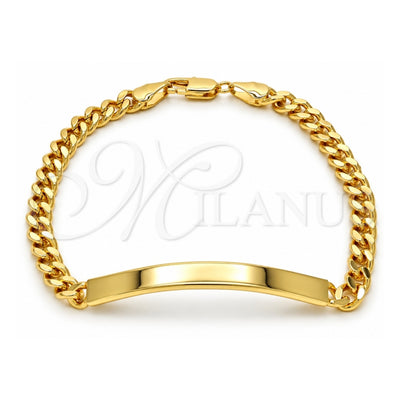 Oro Laminado ID Bracelet, Gold Filled Style Miami Cuban Design, Polished, Golden Finish, 5.227.011.1.08 (05 MM Thickness, 8 Inches Length)