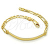 Oro Laminado ID Bracelet, Gold Filled Style Figaro Design, Polished, Golden Finish, 5.226.010.1.07 (05 MM Thickness, 7 Inches Length)