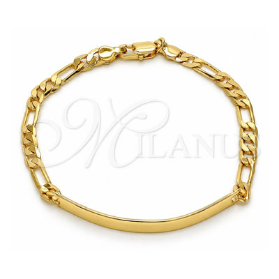 Oro Laminado ID Bracelet, Gold Filled Style Figaro Design, Polished, Golden Finish, 5.226.010.1.07 (05 MM Thickness, 7 Inches Length)
