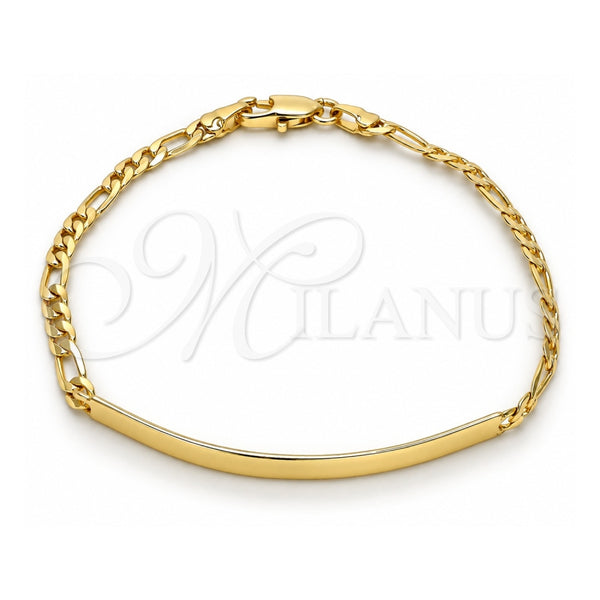 Oro Laminado ID Bracelet, Gold Filled Style Figaro Design, Polished, Golden Finish, 5.226.011.1.07 (03 MM Thickness, 7 Inches Length)
