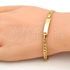 Oro Laminado ID Bracelet, Gold Filled Style Curb Design, Polished, Golden Finish, 5.227.013.1.08 (04 MM Thickness, 8 Inches Length)