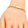Oro Laminado ID Bracelet, Gold Filled Style Curb Design, Polished, Golden Finish, 5.227.013.1.08 (04 MM Thickness, 8 Inches Length)