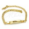 Oro Laminado ID Bracelet, Gold Filled Style Curb Design, Polished, Golden Finish, 5.227.013.1.08 (04 MM Thickness, 8 Inches Length)