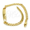 Oro Laminado ID Bracelet, Gold Filled Style Curb Design, Polished, Golden Finish, 5.227.013.1.08 (04 MM Thickness, 8 Inches Length)