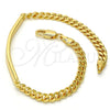 Oro Laminado ID Bracelet, Gold Filled Style Miami Cuban Design, Polished, Golden Finish, 5.227.012.1.08 (05 MM Thickness, 8 Inches Length)