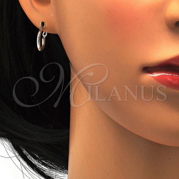 White Gold Filled Hoop Earrings — Small Hoop Polished 02. — alternate product view — SKU 113412 | Oro Laminado Blanco aretes de aro — Small Hoop pulido 02. — SKU 113412