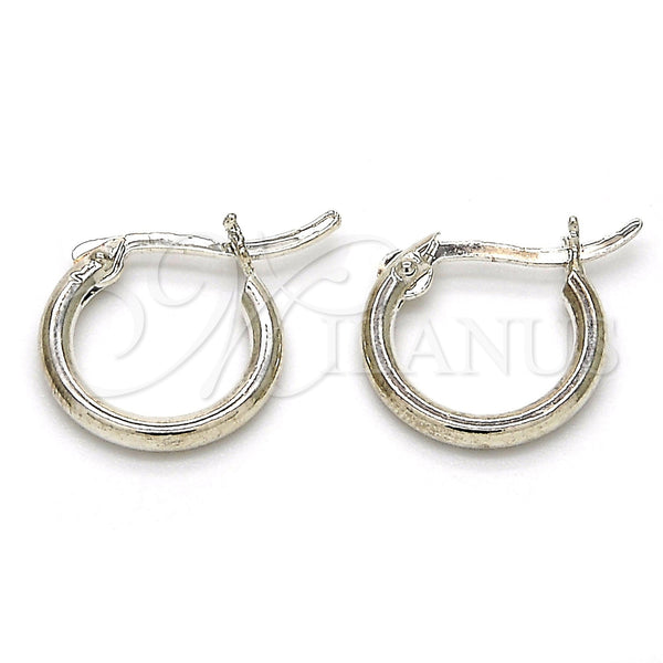 White Gold Filled Hoop Earrings — Small Hoop Polished 02. — main product view — SKU 113412 | Oro Laminado Blanco aretes de aro — Small Hoop pulido 02. — SKU 113412