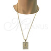 Oro Laminado Pendant Necklace, Gold Filled Style with White Crystal, Polished, Golden Finish, 04.242.0072.30 (03 MM Thickness, 30 Inches Length)