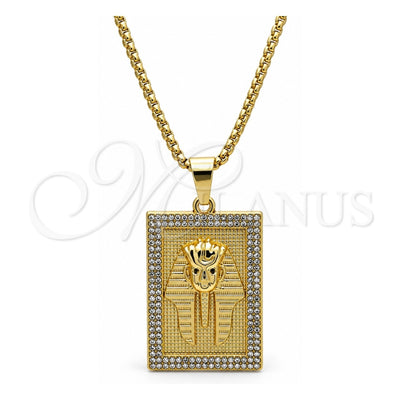Oro Laminado Pendant Necklace, Gold Filled Style with White Crystal, Polished, Golden Finish, 04.242.0072.30 (03 MM Thickness, 30 Inches Length)
