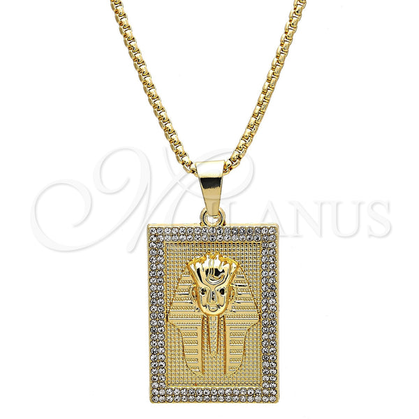 Oro Laminado Pendant Necklace, Gold Filled Style with White Crystal, Polished, Golden Finish, 04.242.0072.30 (03 MM Thickness, 30 Inches Length)