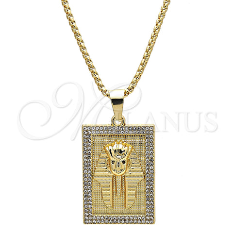 Oro Laminado Pendant Necklace, Gold Filled Style with White Crystal, Polished, Golden Finish, 04.242.0072.30 (03 MM Thickness, 30 Inches Length)