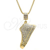Oro Laminado Pendant Necklace, Gold Filled Style Shoes Design, with White Crystal, Polished, Golden Finish, 04.242.0073.30 (03 MM Thickness, 30 Inches Length)