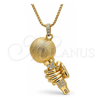 Oro Laminado Pendant Necklace, Gold Filled Style with White Crystal, Polished, Golden Finish, 04.242.0078.30 (03 MM Thickness, 30 Inches Length)