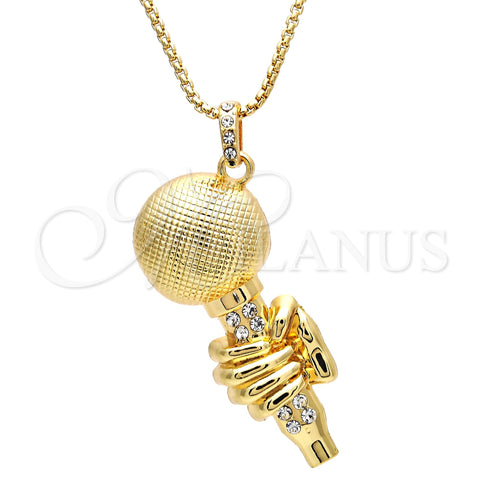 Oro Laminado Pendant Necklace, Gold Filled Style with White Crystal, Polished, Golden Finish, 04.242.0078.30 (03 MM Thickness, 30 Inches Length)