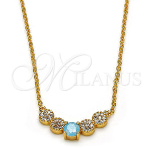Gold Filled Necklace — Pendant Necklace with Aqua Blue and White Cubic — main product view — SKU 113444 | Oro Laminado collar — Pendant Necklace with Aqua Blue and blanco Cubic — SKU 113444