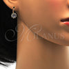 Oro Laminado Leverback Earring, Gold Filled Style Flower Design, with Amethyst and White Crystal, Polished, Golden Finish, 02.122.0085.1