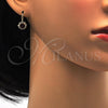 Oro Laminado Leverback Earring, Gold Filled Style Flower Design, with Garnet and White Crystal, Polished, Golden Finish, 02.122.0085.2