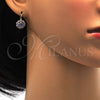 Oro Laminado Leverback Earring, Gold Filled Style Flower Design, with Amethyst and White Crystal, Polished, Golden Finish, 02.122.0086.1