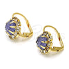 Oro Laminado Leverback Earring, Gold Filled Style Flower Design, with Amethyst and White Crystal, Polished, Golden Finish, 02.122.0086.1