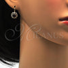 Oro Laminado Leverback Earring, Gold Filled Style Flower Design, with Garnet and White Crystal, Polished, Golden Finish, 02.122.0086.2