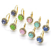 Oro Laminado Leverback Earring, Gold Filled Style Flower Design, with Garnet and White Crystal, Polished, Golden Finish, 02.122.0086.2