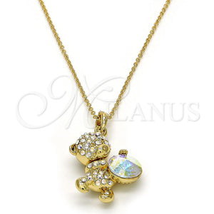 Gold Filled Necklace — Pendant Necklace Teddy Bear Design with Aurore Boreale — main product view — SKU 113480 | Oro Laminado collar — Pendant Necklace Teddy Bear diseño with Aurore Boreale — SKU 113480