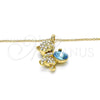 Oro Laminado Pendant Necklace, Gold Filled Style Teddy Bear Design, with Aquamarine and Aurore Boreale Swarovski Crystals, Polished, Golden Finish, 04.239.0041.5.18 (01 MM Thickness, 18 Inches Length)