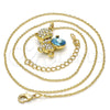 Oro Laminado Pendant Necklace, Gold Filled Style Teddy Bear Design, with Aquamarine and Aurore Boreale Swarovski Crystals, Polished, Golden Finish, 04.239.0041.5.18 (01 MM Thickness, 18 Inches Length)