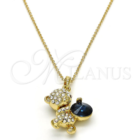 Oro Laminado Pendant Necklace, Gold Filled Style Teddy Bear Design, with Montana and Aurore Boreale Swarovski Crystals, Polished, Golden Finish, 04.239.0041.6.18 (01 MM Thickness, 18 Inches Length)