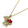 Oro Laminado Pendant Necklace, Gold Filled Style Teddy Bear Design, with Light Siam and Aurore Boreale Swarovski Crystals, Polished, Golden Finish, 04.239.0041.7.18 (01 MM Thickness, 18 Inches Length)