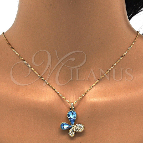Gold Filled Necklace — Pendant Necklace Butterfly Design with Aquamarine and Aurore — alternate product view — SKU 113484 | Oro Laminado collar — Pendant Necklace Butterfly diseño with Aquamarine and Aurore — SKU 113484