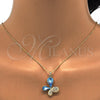 Oro Laminado Pendant Necklace, Gold Filled Style Butterfly Design, with Aquamarine and Aurore Boreale Swarovski Crystals, Polished, Golden Finish, 04.239.0043.4.18 (01 MM Thickness, 18 Inches Length)