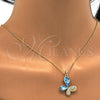 Oro Laminado Pendant Necklace, Gold Filled Style Butterfly Design, with Aquamarine and Aurore Boreale Swarovski Crystals, Polished, Golden Finish, 04.239.0043.4.18 (01 MM Thickness, 18 Inches Length)