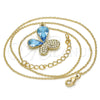 Oro Laminado Pendant Necklace, Gold Filled Style Butterfly Design, with Aquamarine and Aurore Boreale Swarovski Crystals, Polished, Golden Finish, 04.239.0043.4.18 (01 MM Thickness, 18 Inches Length)