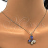 Oro Laminado Pendant Necklace, Gold Filled Style Butterfly Design, with Tanzanite and Aurore Boreale Swarovski Crystals, Polished, Golden Finish, 04.239.0043.6.18 (01 MM Thickness, 18 Inches Length)