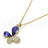 Oro Laminado Pendant Necklace, Gold Filled Style Butterfly Design, with Tanzanite and Aurore Boreale Swarovski Crystals, Polished, Golden Finish, 04.239.0043.6.18 (01 MM Thickness, 18 Inches Length)