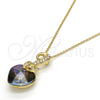 Oro Laminado Pendant Necklace, Gold Filled Style Heart Design, with Paradise Shine and Aurore Boreale Swarovski Crystals, Polished, Golden Finish, 04.239.0044.2.18 (01 MM Thickness, 18 Inches Length)