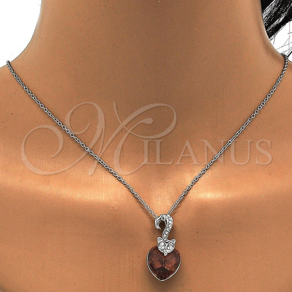 White Gold Filled Necklace — Pendant Necklace Heart Design with and Aurore Boreale — alternate product view — SKU 113493 | Oro Laminado Blanco collar — Pendant Necklace corazón diseño with and Aurore Boreale — SKU 113493