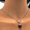 Rhodium Plated Pendant Necklace, Heart Design, with Siam and Aurore Boreale Swarovski Crystals, Polished, Rhodium Finish, 04.239.0044.9.18 (01 MM Thickness, 18 Inches Length)
