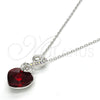 Rhodium Plated Pendant Necklace, Heart Design, with Siam and Aurore Boreale Swarovski Crystals, Polished, Rhodium Finish, 04.239.0044.9.18 (01 MM Thickness, 18 Inches Length)