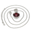 Rhodium Plated Pendant Necklace, Heart Design, with Siam and Aurore Boreale Swarovski Crystals, Polished, Rhodium Finish, 04.239.0044.9.18 (01 MM Thickness, 18 Inches Length)